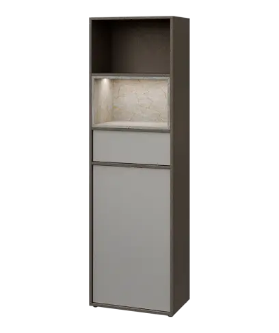 ERE V642 L kancelářská skříň, 1-dveřová/zásuvka/2 niky, 2000x600x400, levá, metalická